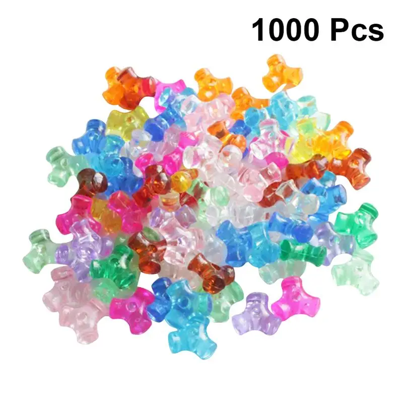 1000pcs Loose Beads Colorful Plastic Jewelery Making Beads Bead Sets DIY Beads DIY Accessories Tri for Children Kids