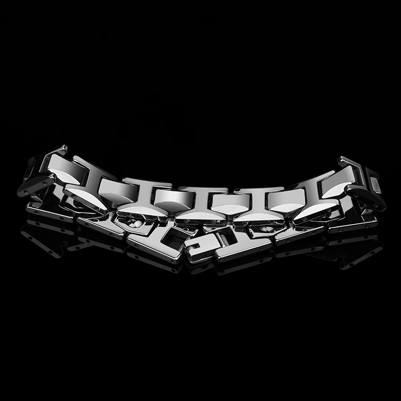 10.5mm Width High Polished Tungsten Carbide Bracelet with Magnet Stones & Germanium for Men Jewelry, Engraving