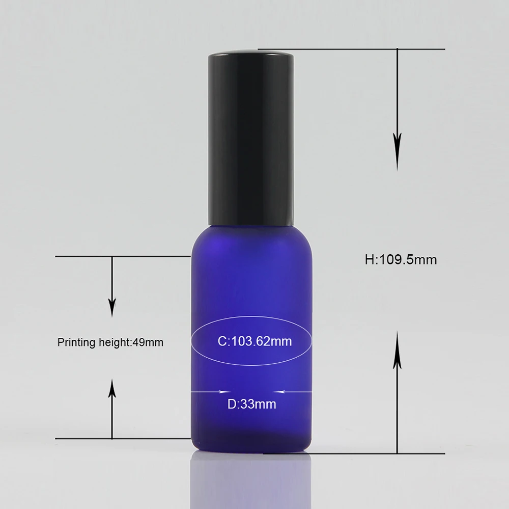 

30ml blue glass bottle with 500PCS screen printing cosmetic packaging, High quality 30ml perfume bottle