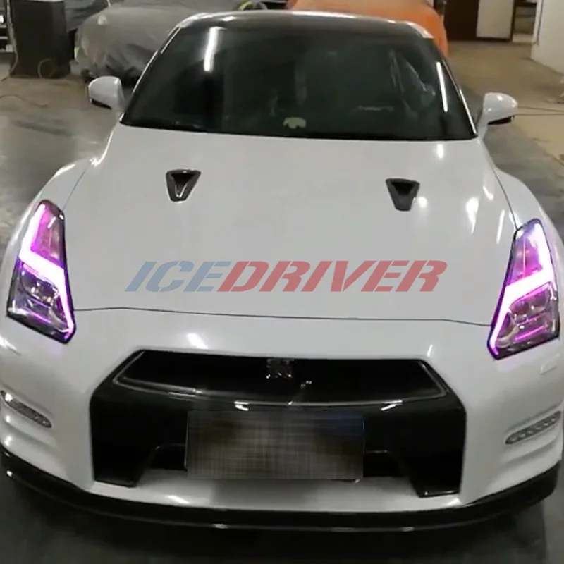 Icedriver for Nissan GT-R GTR DRL RGB multicolor LED boards daytime running lights Red RGBW Demon Eye lighting bulbs cool lights