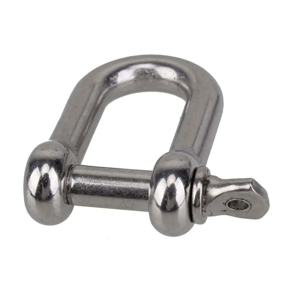 M6 38mm Straight D Shackle Short Stainless Steel AISI 316 Breaking Load 1500 kg D Rigging Shackle Hooks boat rigging hardware