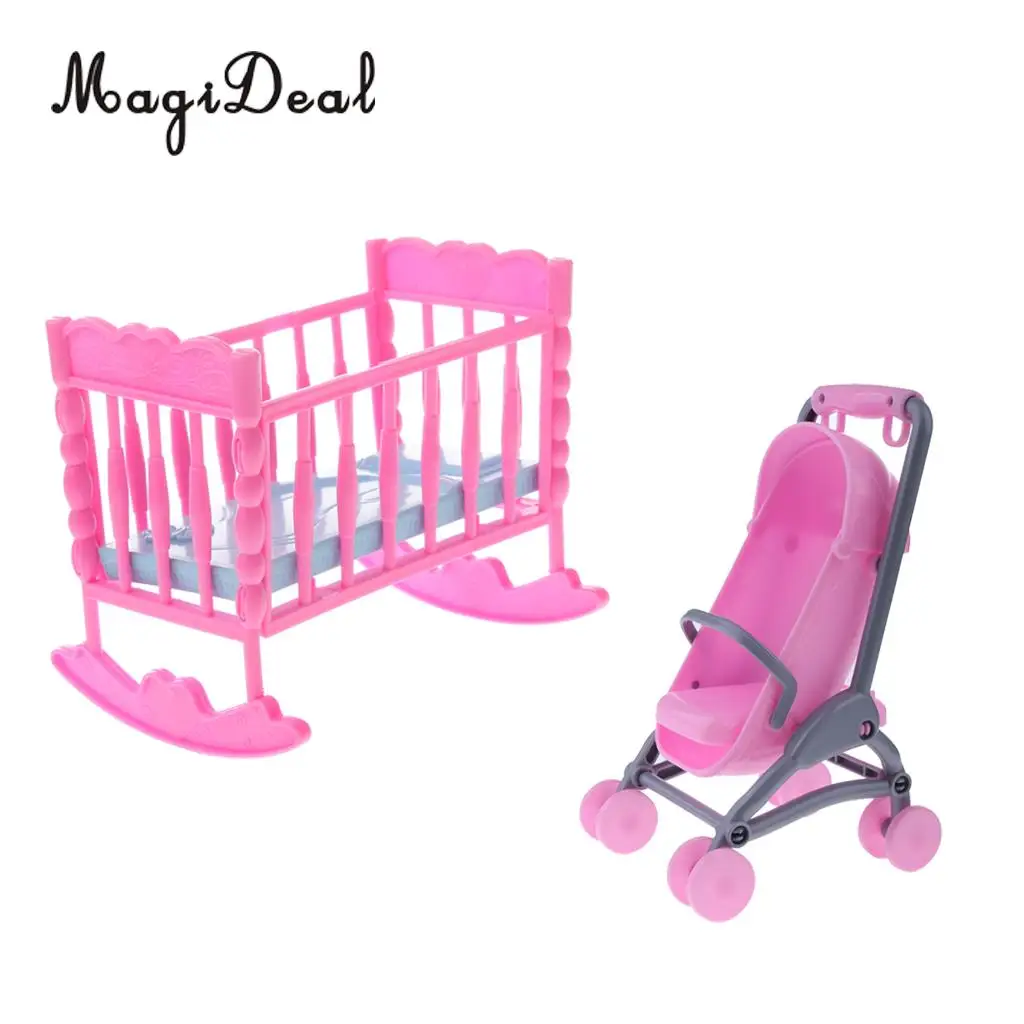 Mini berceau l'inventaire pour bébé, échelle 1/6, lit, poussette, maison de courses, meubles décoratifs pour poupées, jouets de simulation pour enfants