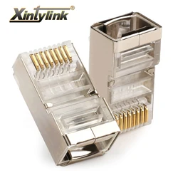 Xintylink Connettore Del Cavo Ethernet Rj45 Spina Maschio di Rete Lan Cat5e 8p8c Jack Rg Rj 45 Stp Schermato Rg45 Gatto 5 cat5 50 Pcs 100 Pcs