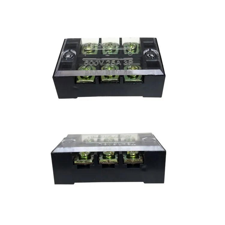 Terminal Block TBC-2503/TB-2503 Fixed Type with cover screws 25A 600V 3 Position 0.5-2.5mm2 Electrical Copper (10PCS)