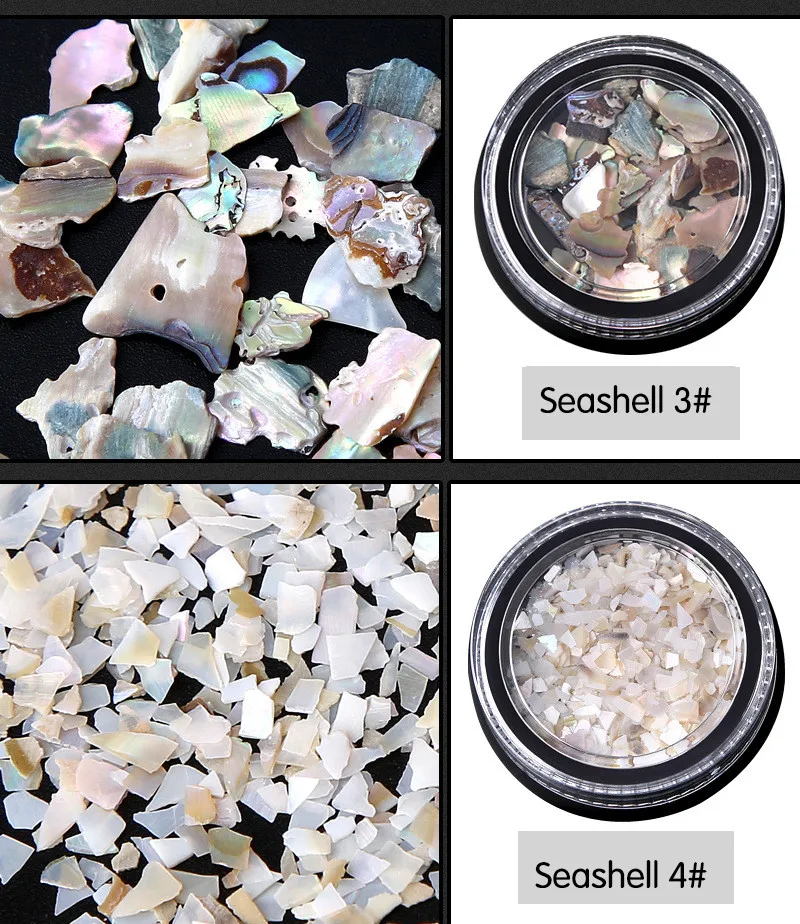 1 Box DIY Abalone Shell Piece 3D Charm Nail Art Decorations Slice Beauty Nail Decals Manicure Decoration Jewelry Nail Art Tool