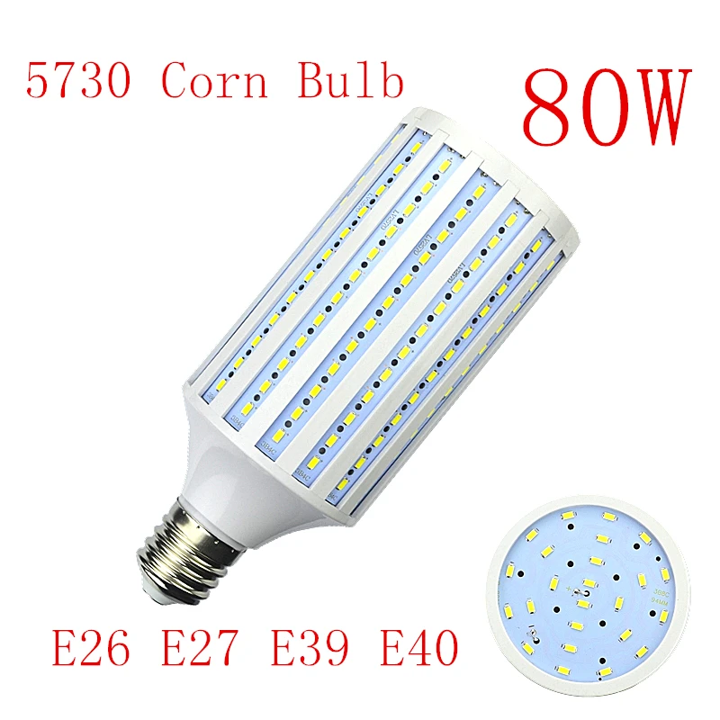 Lampa z żarówką LED E14 B22 E27 E26 E39 E40 5730 kukurydzy światło punktowe 25W 30W 40W 50W 60W 80W 100W Lampada 110V 220V zimny ciepły białe światełka