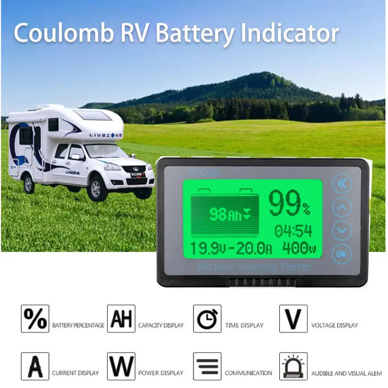 DC 500A 350A 100A 50A Coulomb Meter Lithium Battery Monitor Indicator Capacity Voltage current Electricity meter electric CAR RV