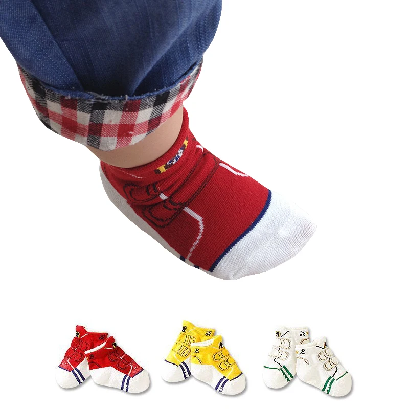 3 Pairs A Lot Baby Boys Girls Anti Slip Cute Funny Shoes Pattern Short Socks For Kids 1-3 Years