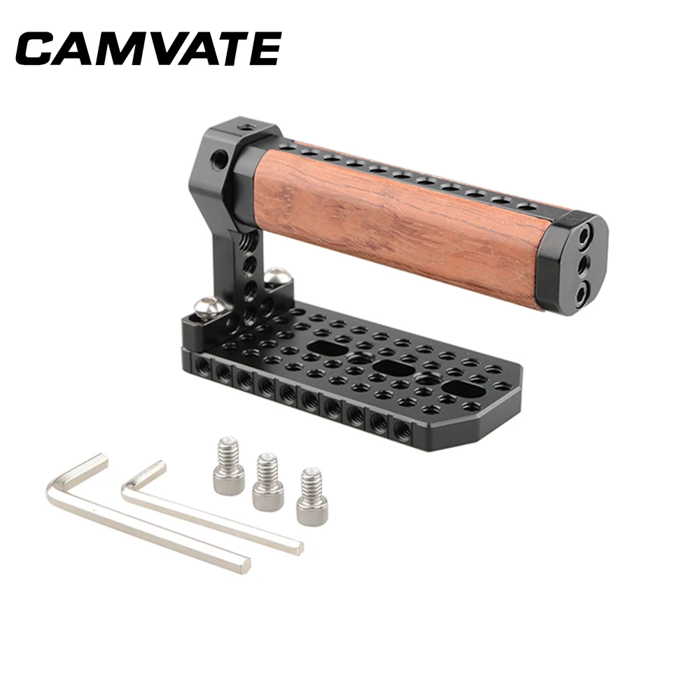 CAMVATE Top Cheese Wooden Handle Grip With Aluminum Alloy Top Cheese Plate & 1/4-20"& 3/8-16" mounting holes for BMD URSA Mini