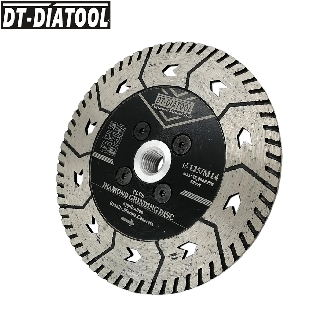 

DT-DIATOOL 2pcs 5inch/125mm Diamond Cutting Disc Grindng Saw Blades with M14 Thread for Grinding Granite Marble Concrete wheel