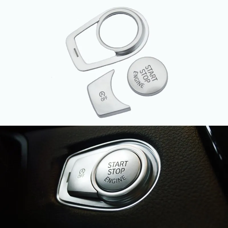 For BMW 1 2 3 4 Series 3GT X1 2016 2017 2018 3pcs/set ABS Chrome Interior Engine Start Stop Push OFF Button Sticker Cover