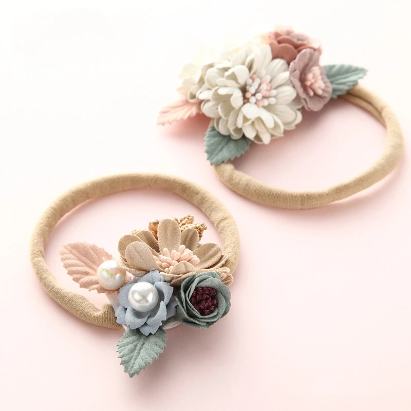 BalleenShiny-Diadema floral de moda para bebé recién nacido, diademas elásticas de princesa para niño, estilo fresco de perlas, bonitos regalos