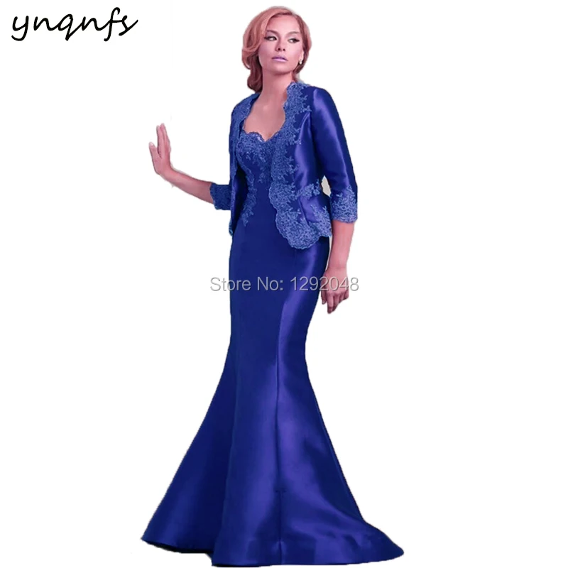 YNQNFS – Robe de mère de la mariée, deux pièces, avec veste, longue Robe de soirée, tenue de dîner, formelle, M65