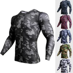 Compression Shirt Men Camouflage Long Sleeve Tight Tee Shirt Men Fitness 3D Quick Dry Clothes MMA Rashguard Gyms Camo T-Shirt