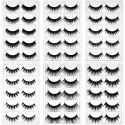 Kimcci 5 Pairs 3D Mink Eyelashes Natural Long False Mink Lashes Hand Made False Lashes 100% Cruelty free Lashes Reusable Cilia