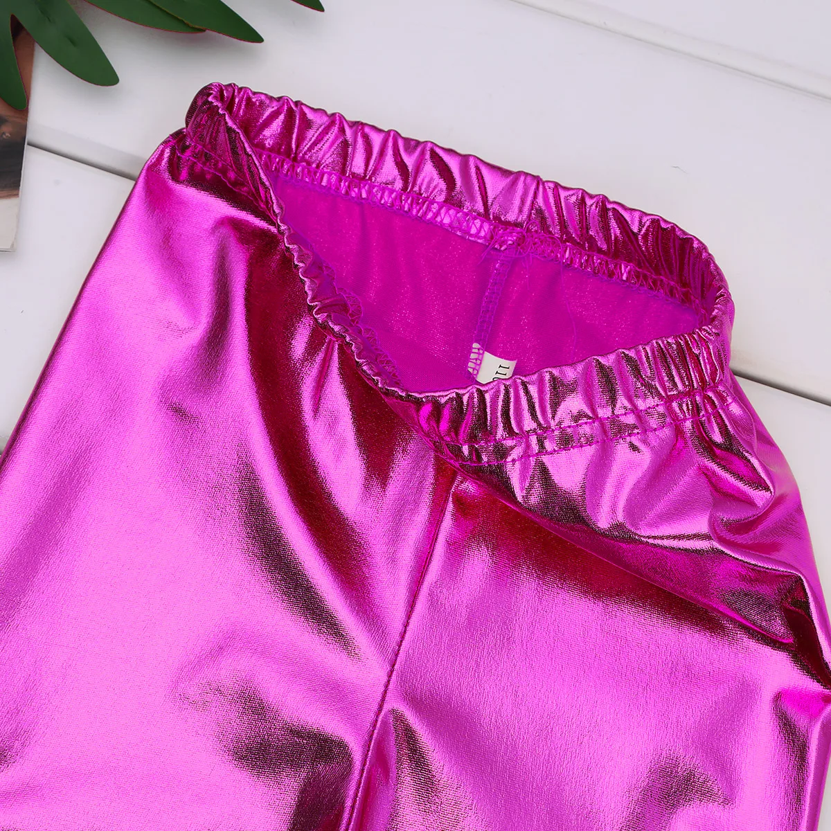 iEFiEL Kids Girls Shiny Metallic Fashion Solid Skinny Pants Leggings for Stage Performances Costumes or Class Dance Competitions