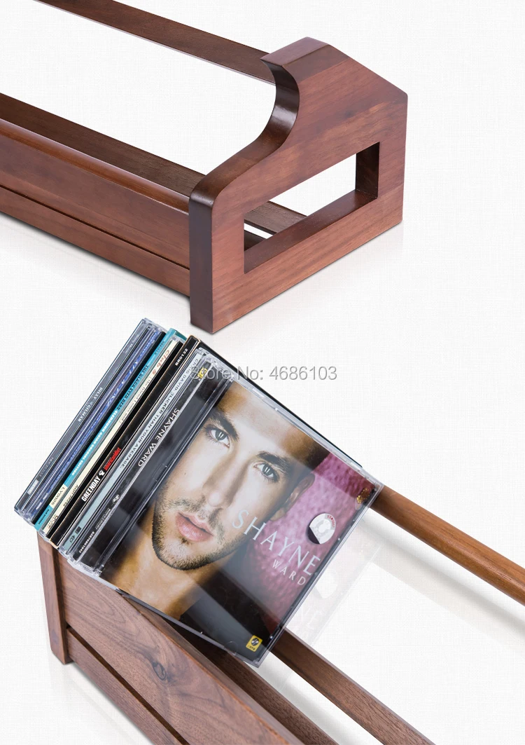 High-End Solid Black Walnut Wood Desktop Bookshelf CD Holder Rack Media Storage CD Rack Stackable Organizer - Holds 40 CDs