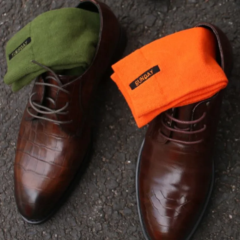 Calcetines de algodón con bordado de Color sólido para hombre, medias divertidas de estilo Hip Hop, Harajuku, Skate, una semana y siete días, Color