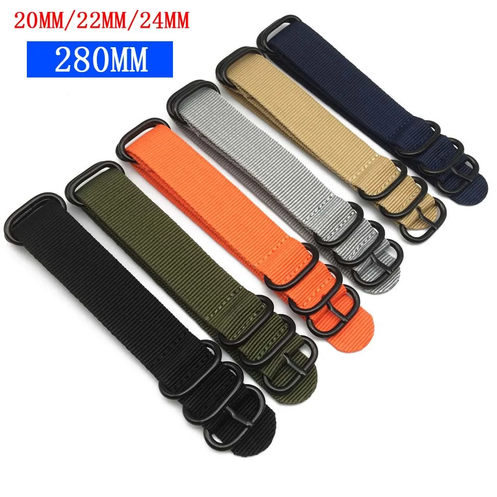 Nylon Watch band strap 20mm 22mm 24mm Striped Rainbow Canvas Replacement Nylon Heavy Duty Watchbands Accessories