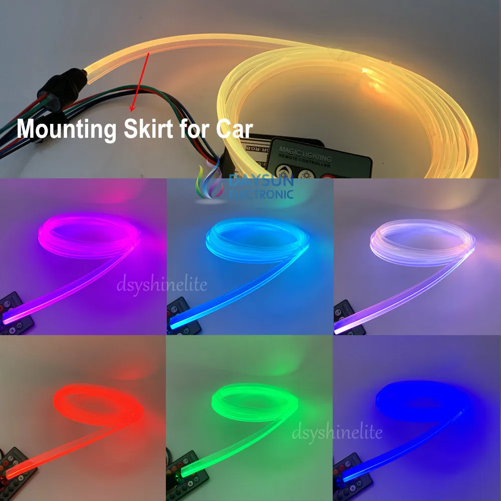 RGB Light Illuminators for Car DC 12V Light Source 1 Set Free Ship Side Glow Fiber Light Engine 1.5-6mm Fiber Cable Light Holder