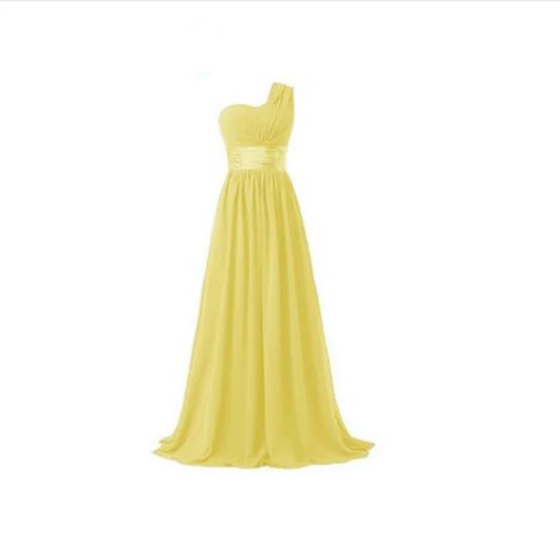 Bruidsmeisje Jurk Lange Chiffon Ivoor/Champagne/Wit Een Schouder Formele Prom bezit 2019 hot