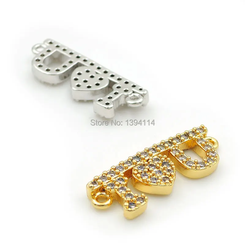 20*7*3mm Micro Pave Clear CZ IOU Connector Fit For Women As DIY Bracelets Accessory