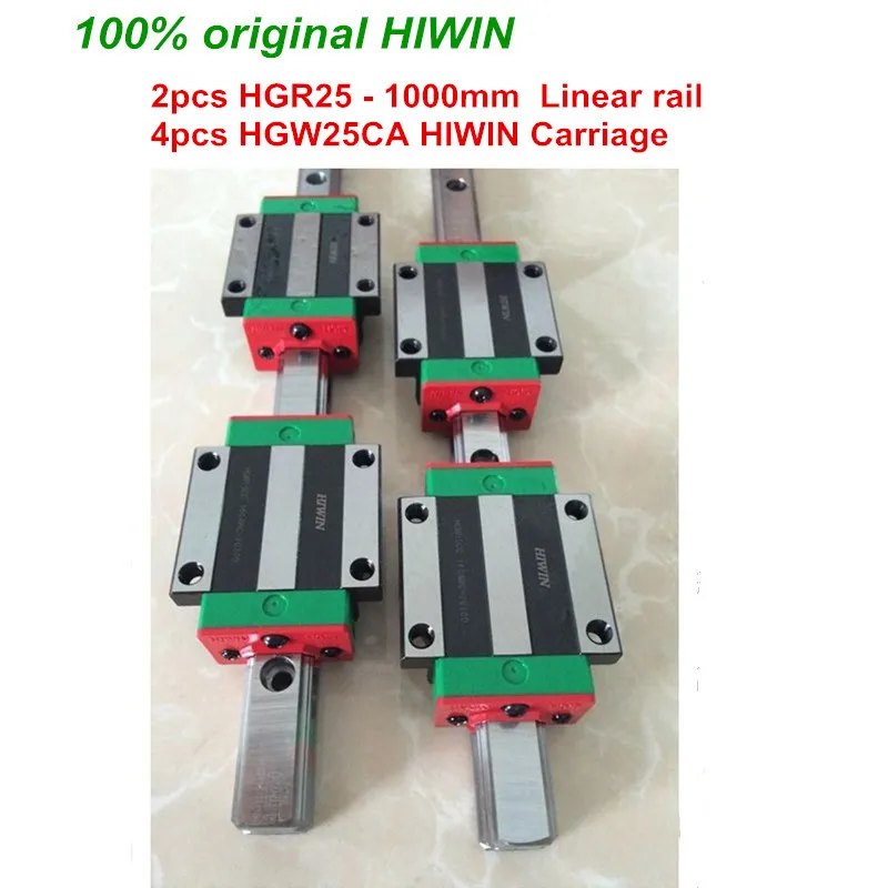 HGR25 HIWIN linear rail: 2pcs 100% original HIWIN rail HGR25 - 1000mm rail + 4pcs HGW25CA blocks for cnc router