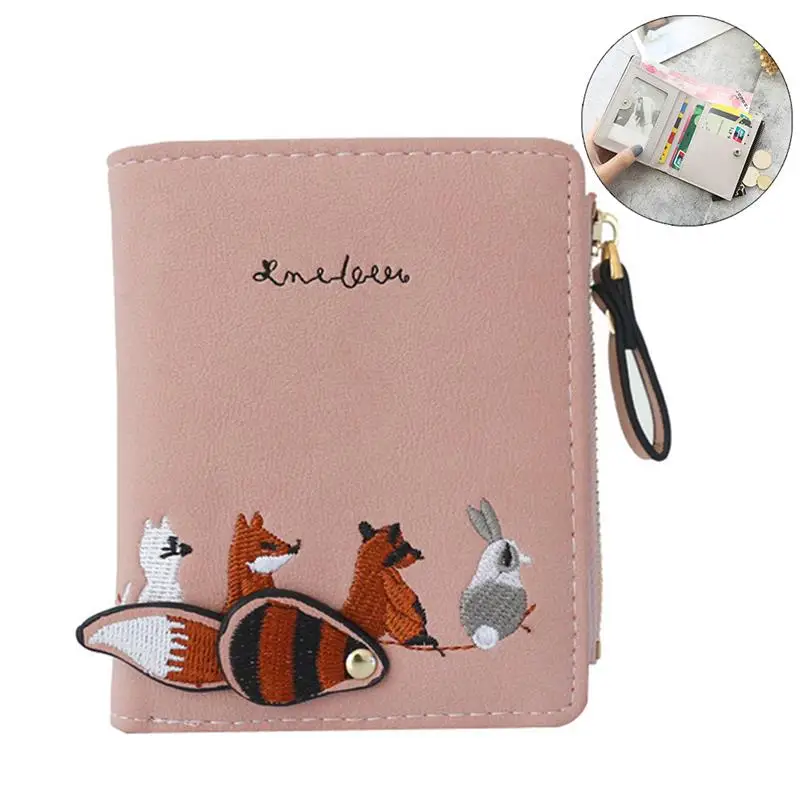 Cute Animal Print Lady Women Short Wallet PU Leather Small Coin Purse Cartoon Wallets Pouch For Girls Female Portefeuille Femme