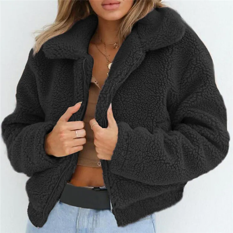 fashion fur coat women Ladies Warm Artificial Wool Coat Zipper Jackets Winter Parka Outerwear faux fur coat jackets