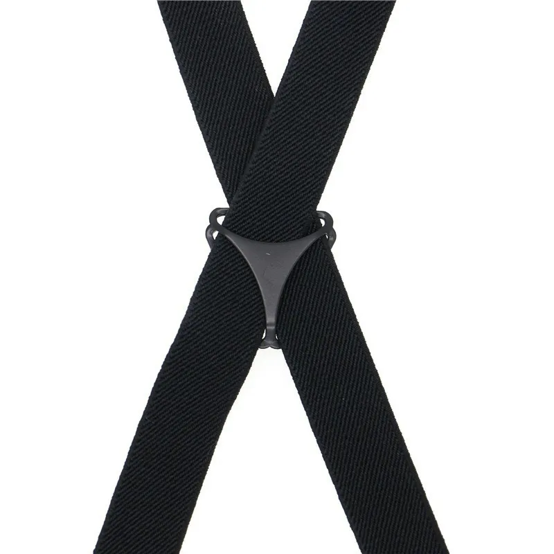 2 cm X Back Metal Cross Zwarte Plating Gesp Effen Fashioin Britse Stijl 4 Clips Strap Lederen mannen Bretels elastische