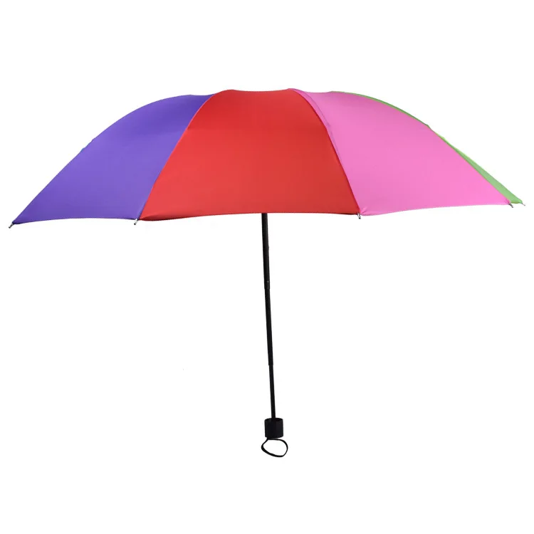 YOFAY Rainbow All-Weather Umbrella Students Sun Umbrellas Female Tri-Fold Strengthen Umbrella Windproof