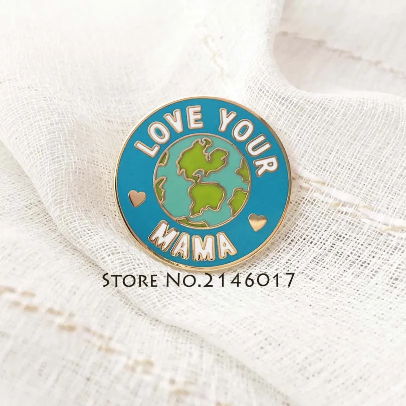 10pcs Please Save Earth Global Warming Enamel Pins Brooch Love Your Mama Mother Lapel Pin Environmental Protection Metal Badge