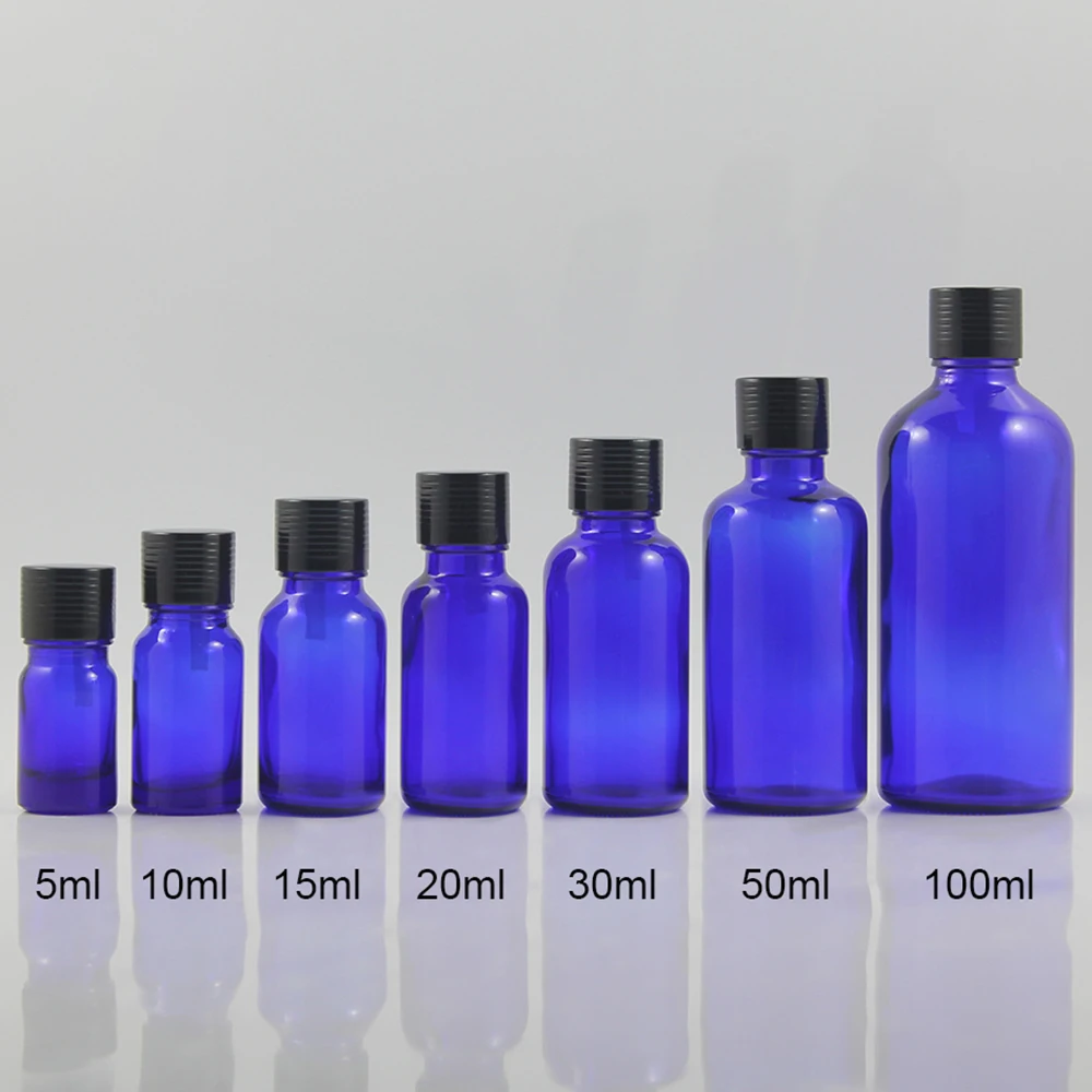 

5ml Mini Blue Glass Essential Oil Bottle glass spray glass dropper empty boston round bottle makeup bottles Makeup Tools