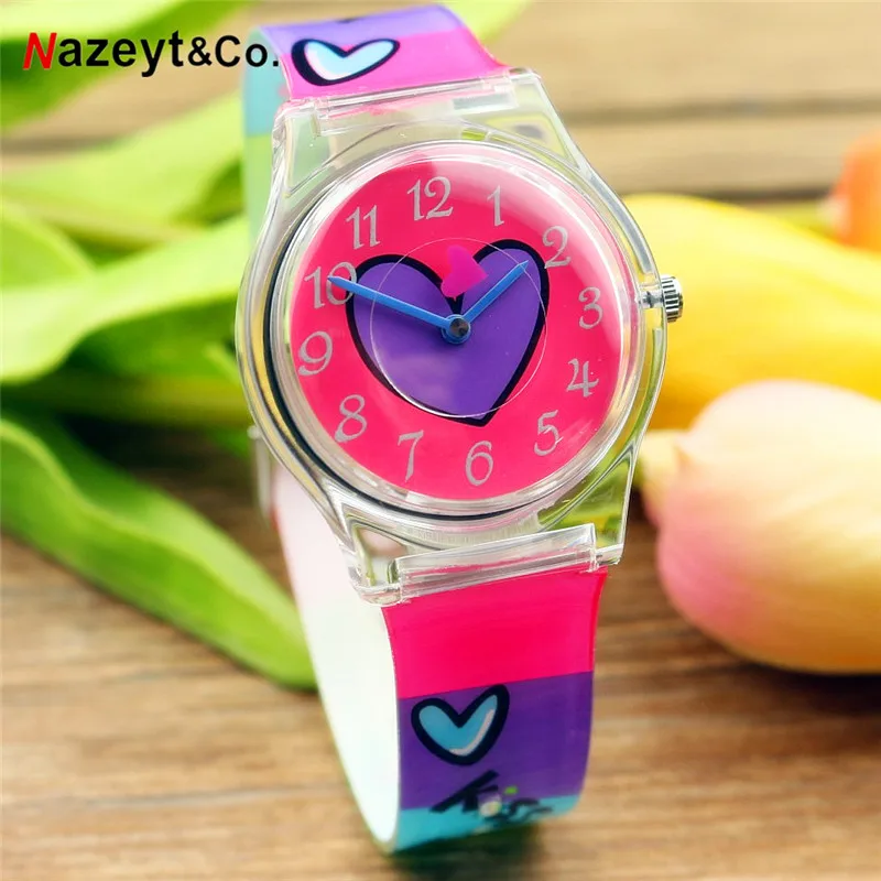 Nazeyt senhoras de alta qualidade relógio estudante flor coração dial bonito quartzo macio silicone à prova dyoung água jovens meninas relógio reloj femenino