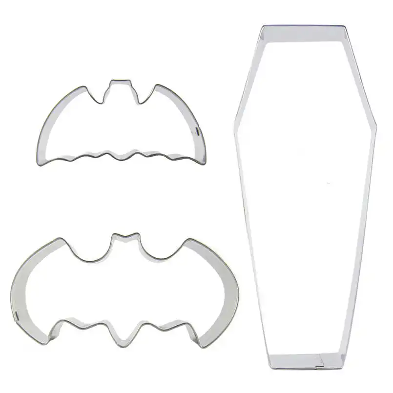 3 pcs Halloween Bat Coffin Stainless steel Cookie cutter biscuit embossing machine Pastry Sushi molds Cake decorating DIY tools