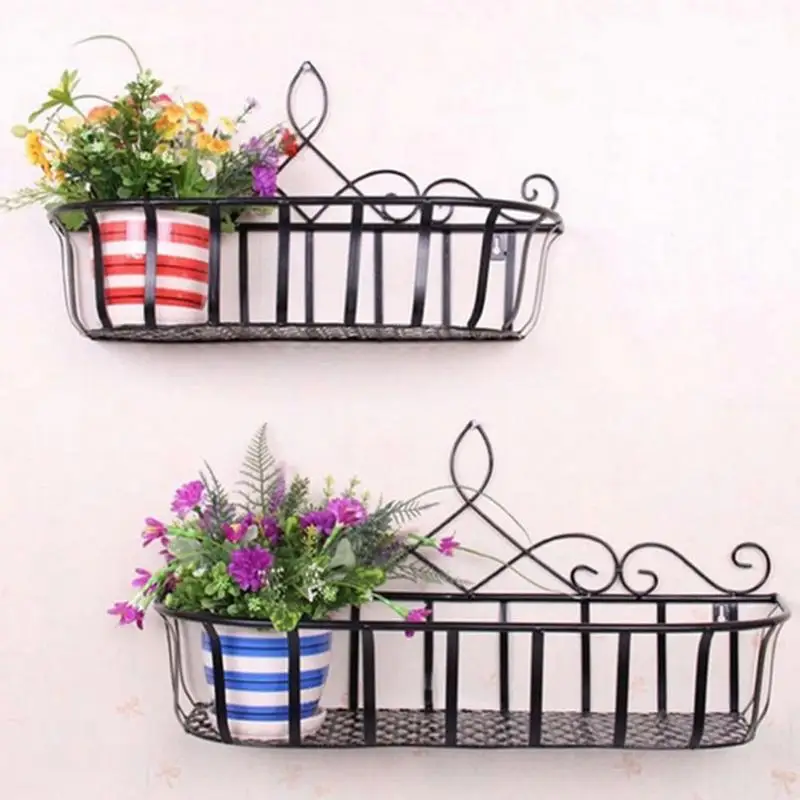 Wall Mounted Holder Hanging Flower Basket For Home Living Room Decorative Shelves Balcony Hanging Flower Pot Rack