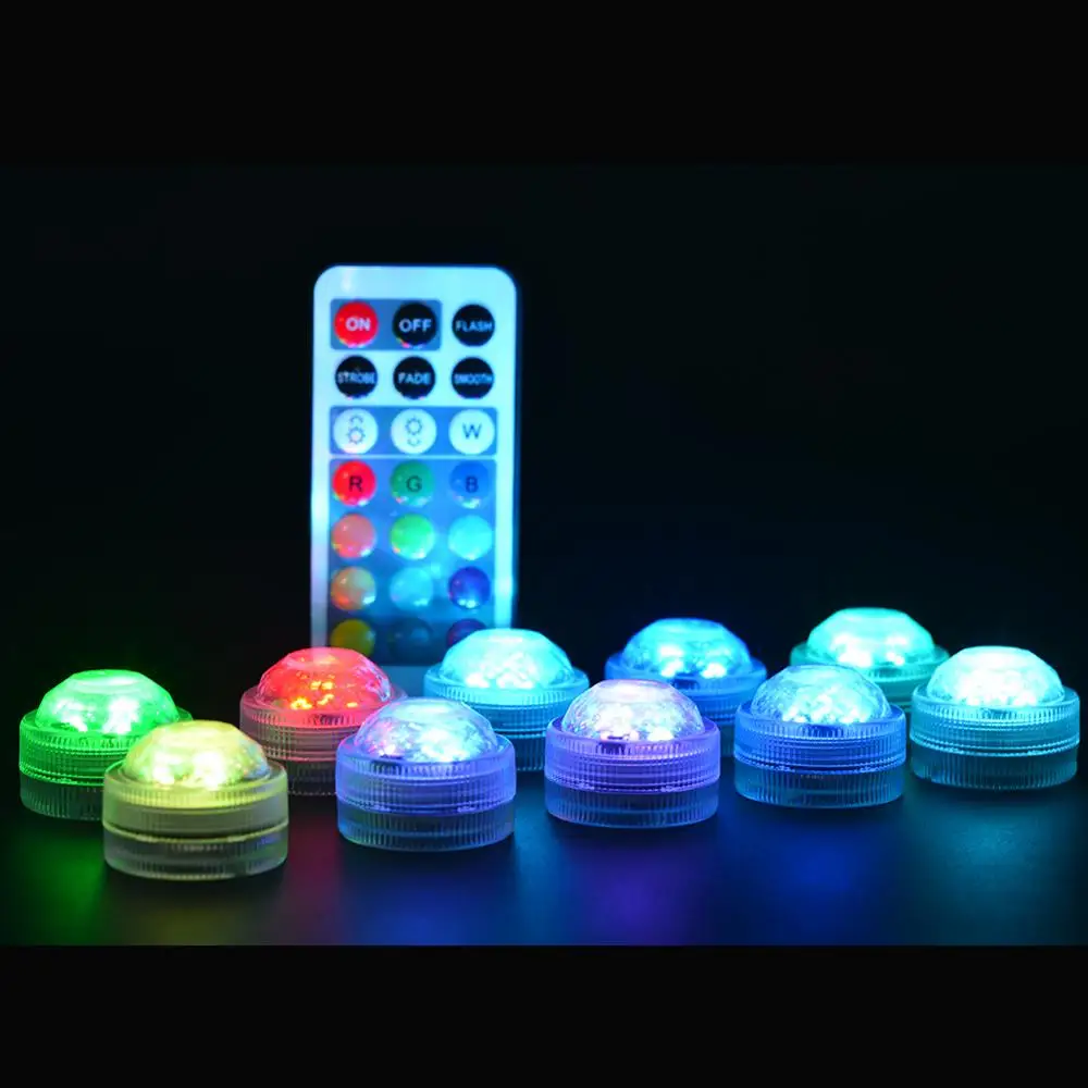 

20Pcs Wedding Decoration Remote Control Submersible LED Party Tea Table Mini Light With Battery For Marriage Halloween Christmas