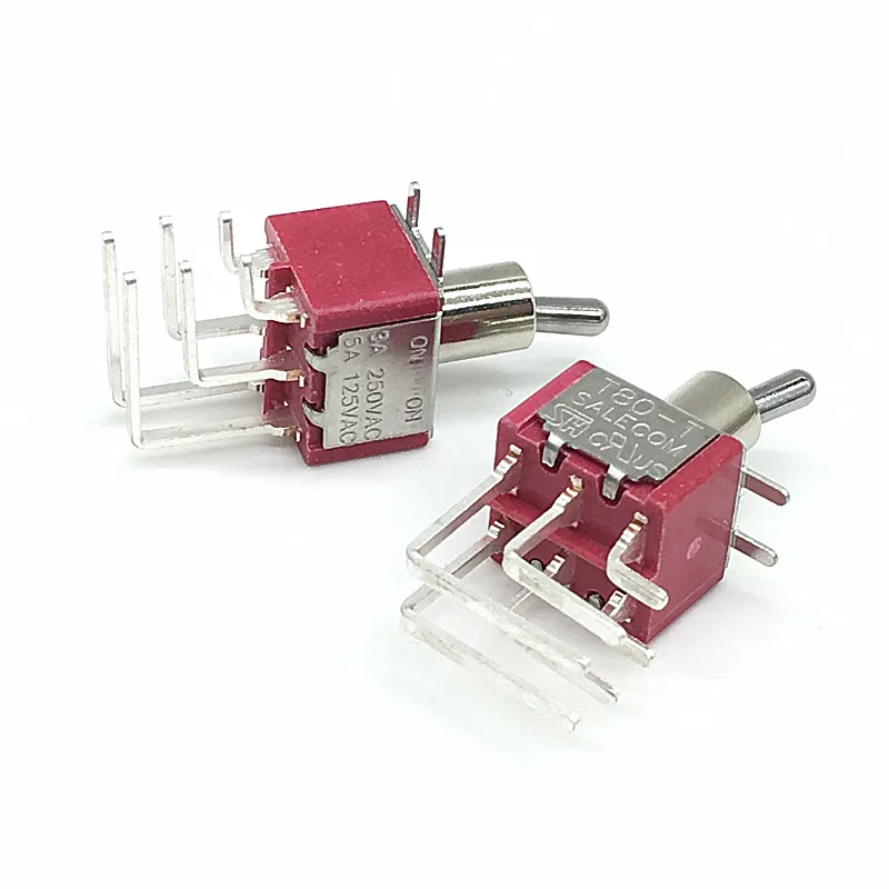 2pcs Miniature Latching Toggle Switch T80-T ON ON 6 pins DPDT 2 Position 3A/250V 5A/125V 6mm T8012L
