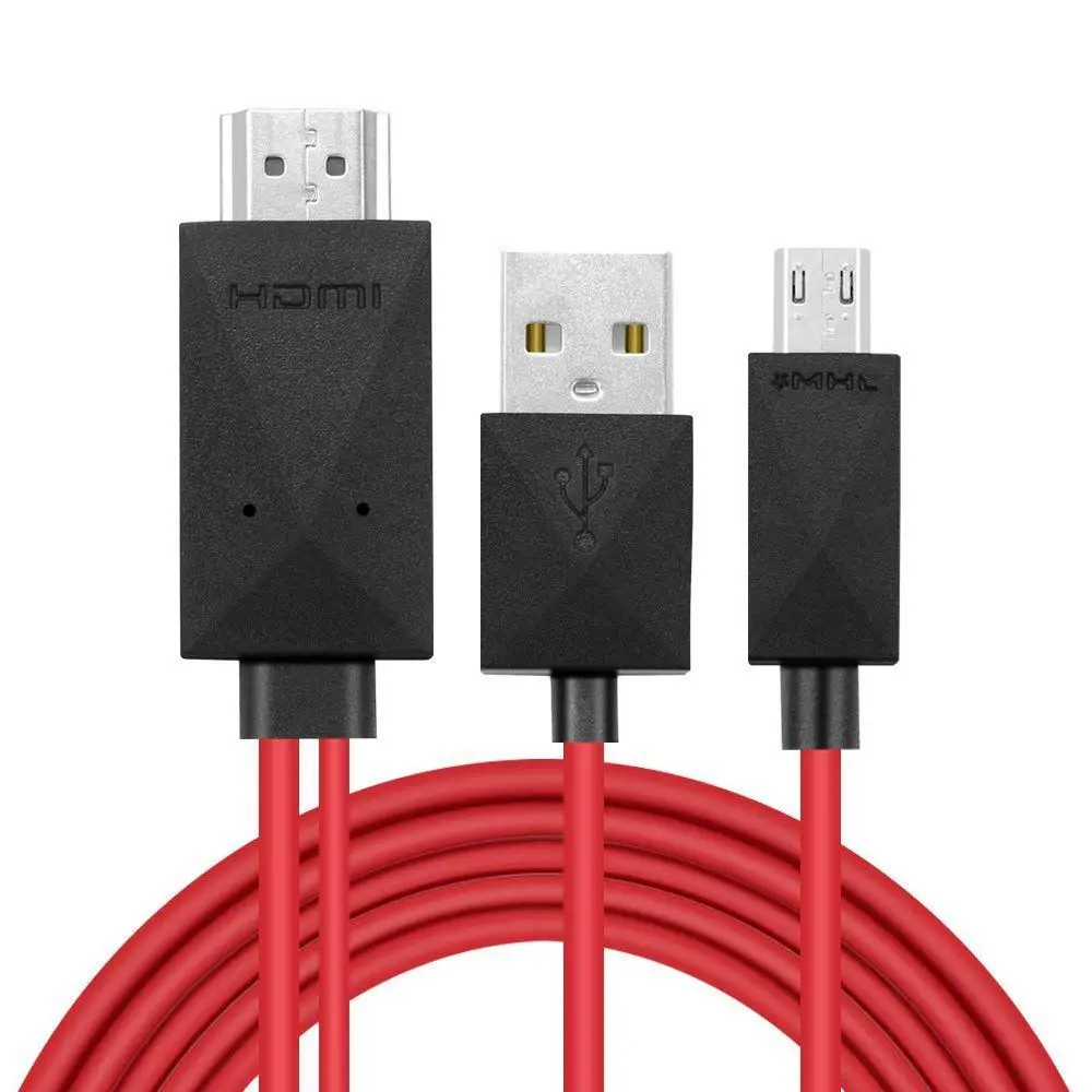 Cabo conversor de micro-usb para hdmi, 6.5 pés, mhl, compatível com android, samsung galaxy s3, s4, s5, note 1080, hdtv