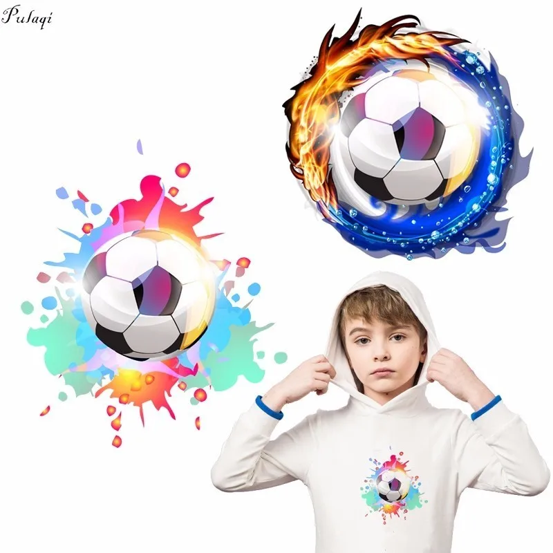 Pulaqi Football Club Patches Iron On Transfers Fire Ice Soccer Heat Thermal Transfer For Men Kid Clothes DIY Decoration F