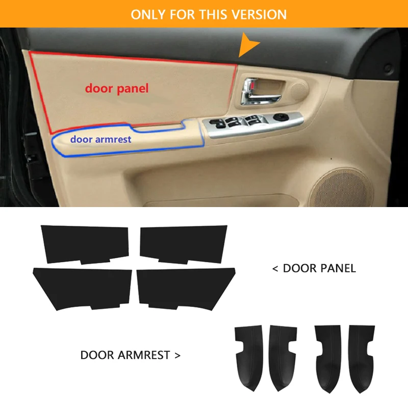 Soft Leather Door Panel Cover For Kia Spectra Cerato 2005 - 2012 4pcs Car-styling Door Armrest Panel Skin Cover Sticker Trim