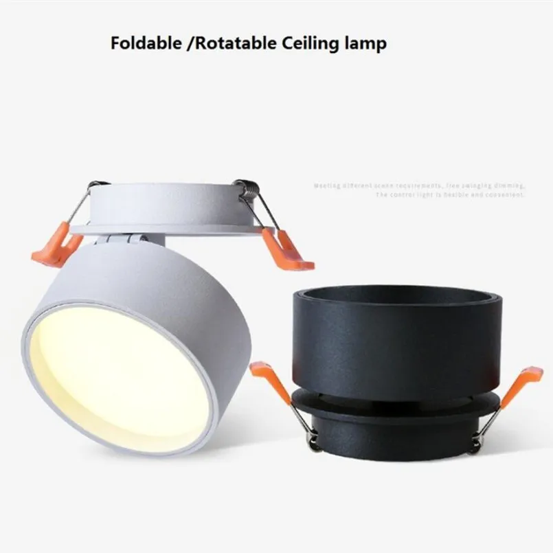 LED Recessed Downlights 10W/15W/20W Embedded LED Ceiling Lamp Foldable 360 Degree Rotatable Light Spray Background