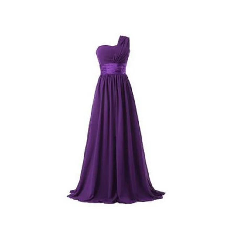 Bruidsmeisje Jurk Lange Chiffon Ivoor/Champagne/Wit Een Schouder Formele Prom bezit 2019 hot