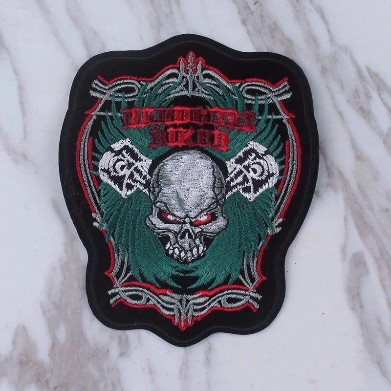 Pulaqi Punk Rock Bike Patches Embroidery Biker Appliques Motorcycle Iron On Patches For Clothes Jeans Vest Jacket Back Patch H