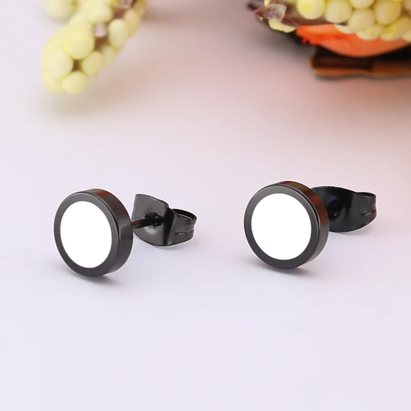 2Pcs/1Pair Stainless Steel Studs Earrings Round Shaped with Butterfly Clasp Push Earrings Women Men Hypoallergenic Earrings