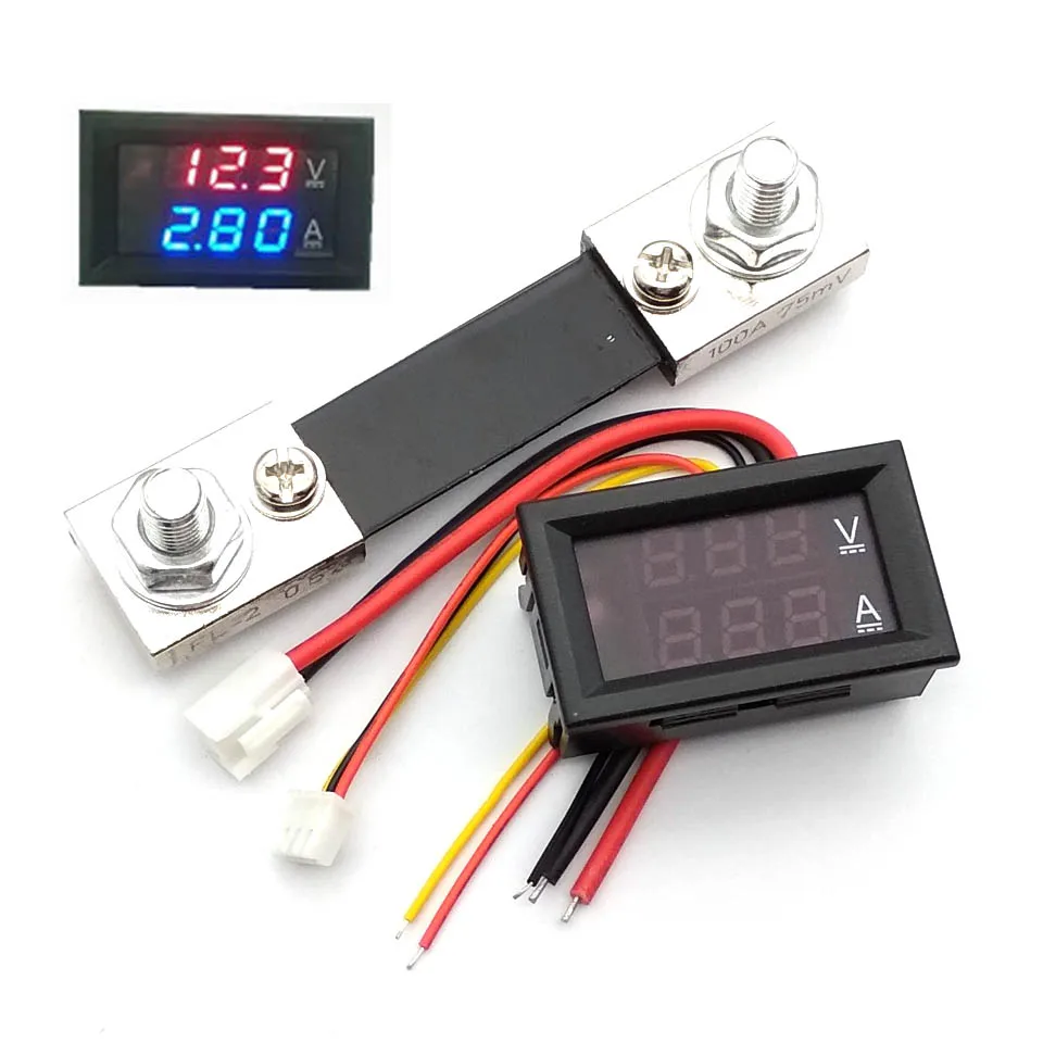 DC 100V 1A 10A 50A 100A Mini 0.28inch LED Digital Voltmeter Ammeter Volt Ampere Meter Amperemeter Voltage Indicator Tester