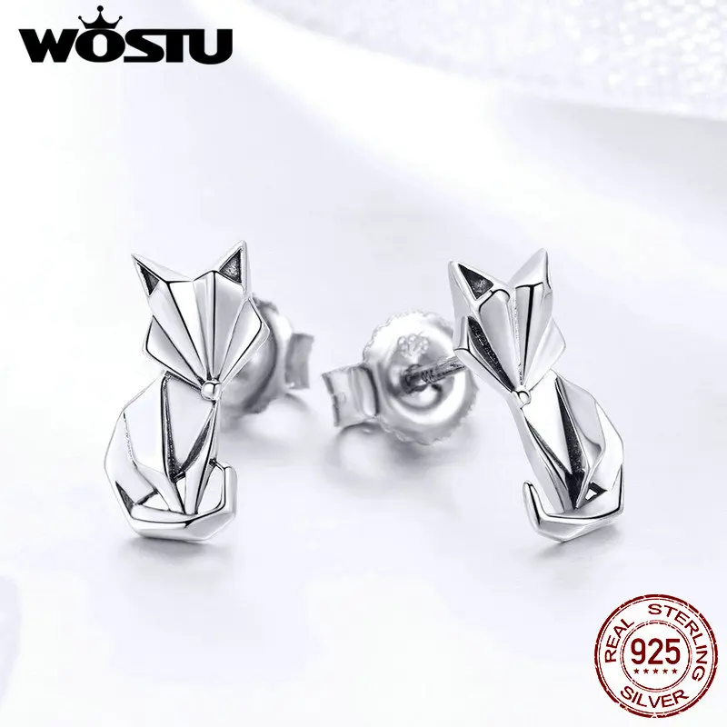 WOSTU Hot Fashion 925 Sterling Silver pieghevole Fox orecchini per le donne festa di fidanzamento romantico regalo di lusso gioielli CQE526