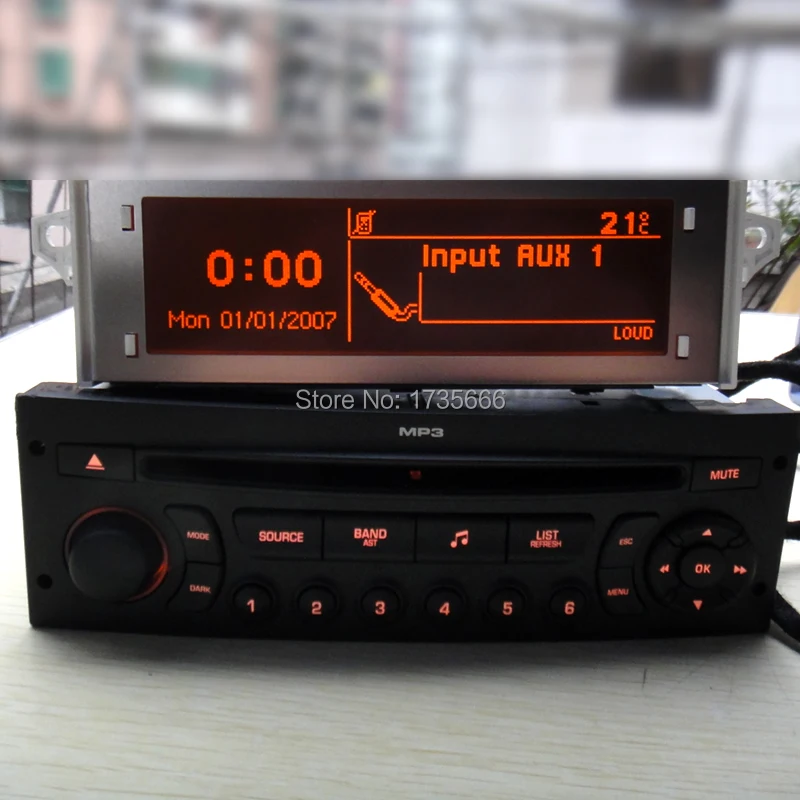 Red monitor + RD45 car radio CD player supports Bluetooth AUX USB MP3 for Citroen C3 C4 C5 for Peugeot 207 206 307 308 807