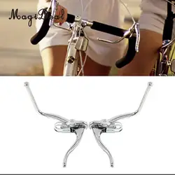 1 Pair of Road Bike Drop Bar Double Handle Brake Levers Racing Bicycle Fixed Gear Handbrakes for 22mm Handlebar Bent Drop Bars