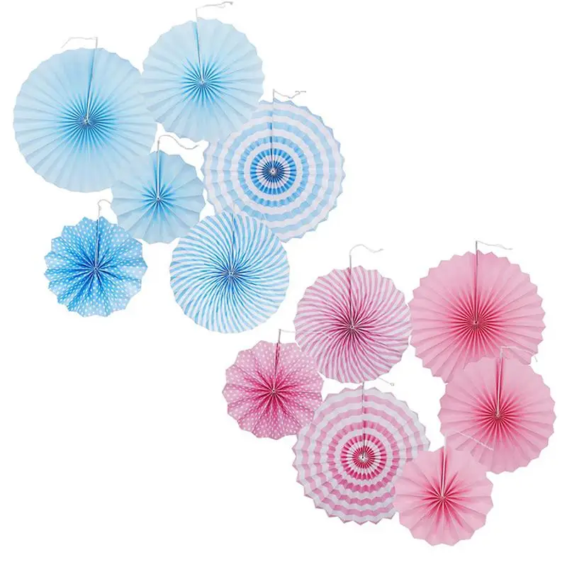 6pcs 20cm 30cm 40cm Tissue Paper Fans Pinwheels Hanging Flower Paper Crafts for Pet Baby Showers Wedding Party Decoration